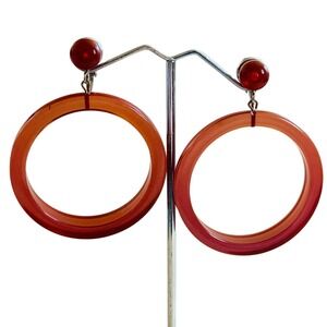 VTG Bakelite clip Earrings Tested Rootbeer Brown Art Deco Chunky Art Deco Estate